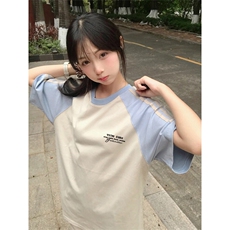 抖音得物品质二开240克宽松纯棉美式潮牌插肩三杠织带短袖T恤，男装T恤，电商A486
