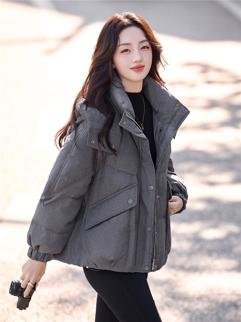 时尚休闲连帽短款羽绒服女2025冬季新款小个子加厚保暖白鸭绒外套,女装羽绒服,丽影随形