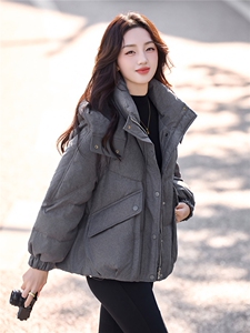 时尚休闲连帽短款羽绒服女2025冬季新款小个子加厚保暖白鸭绒外套图片