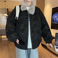 座山雕男装冬季美式加绒加厚夹棉皮衣外套潮情侣款XZ102B-1P115，男装皮衣，星座102B-1