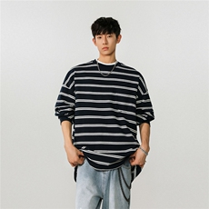 1可二开高品质条纹卫衣大码M-5XL卫衣男97%棉3%氨纶77943P50控78，男装卫衣，星座226-2