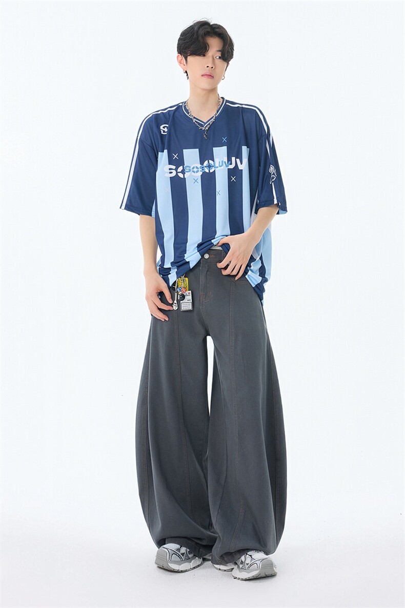 高级灰美式廓形弯刀牛仔裤女夏季宽松高个子阔腿工装裤YD9013-P65,男装牛仔裤,星座509