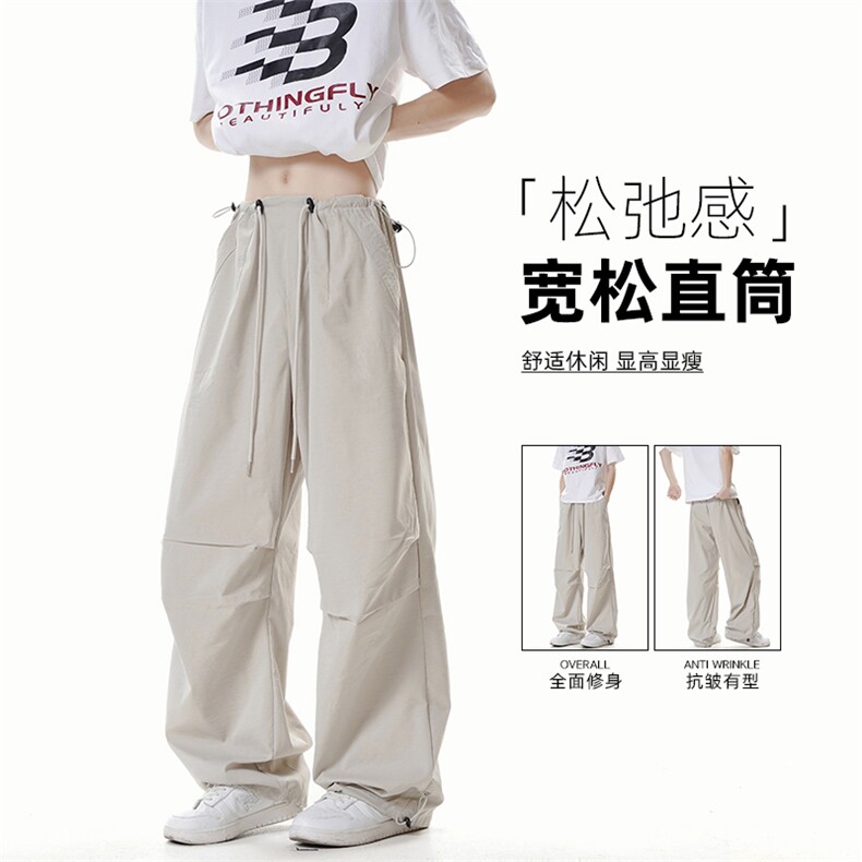 XK60005-P35橡筋绳膝盖活褶裤男女高级感垂感工装裤阔腿裤,男装工装外套,电商A178