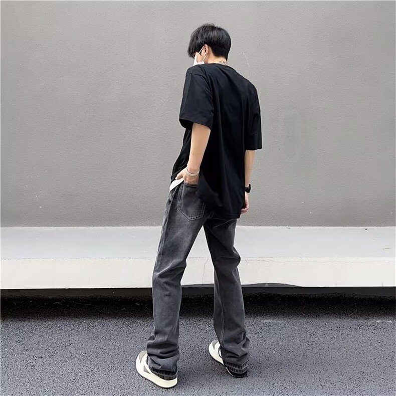美式vibe裤子高街水洗牛仔裤男设计感小众拉链裤T1644P42,男装牛仔裤,星座1116-2