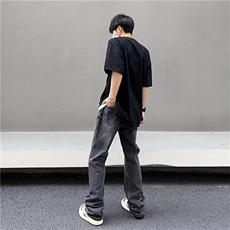 美式vibe裤子高街水洗牛仔裤男设计感小众拉链裤T1644P42，男装牛仔裤，星座1116-2