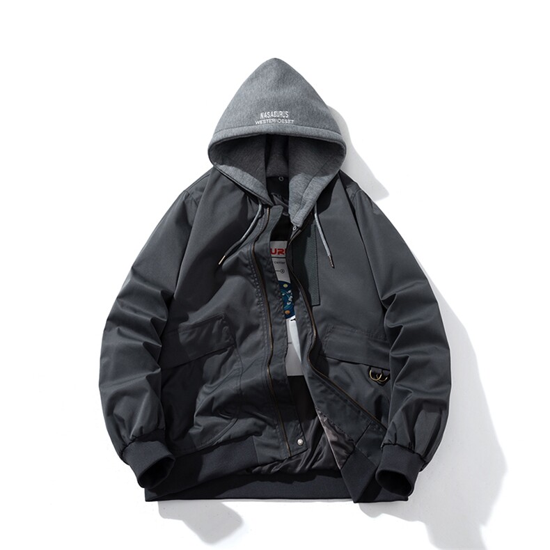 现货三色带帽可拆卸秋冬飞行服棉服情侣装夹克潮牌炸街外套,男装夹克,电商A105