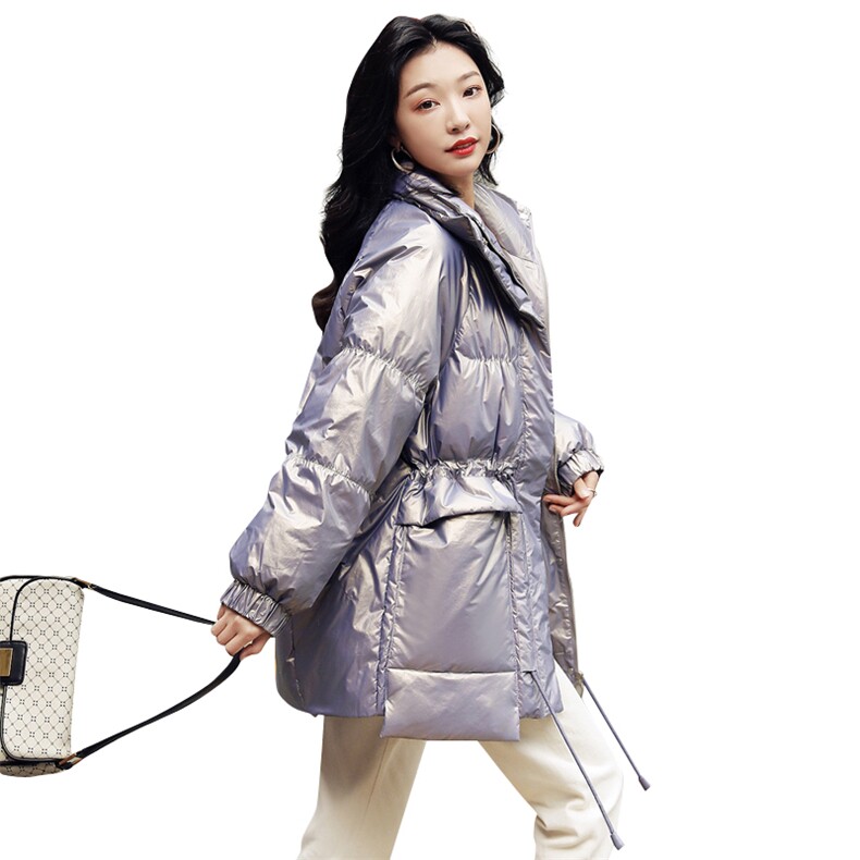 高端羽绒服女冬季新款立领休闲宽松抽绳菱型轻薄鸭绒外套,女装羽绒服,阿舍尔精品