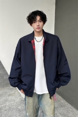 8XL-M美式复古棒球服外套男特大码潮牌双拉链立领夹克衫JK005P85，男装夹克，电商B312