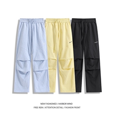抖音品质夏季新款多巴胺褶皱宽松冰丝裤B315-K25596-特p30控58，男装休闲裤，电商B315