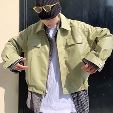 美式复古短款皮衣外套男春秋季潮牌宽松休闲街头机车翻领PU皮夹克，男装夹克，星座506A