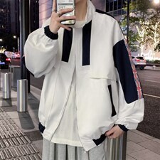 工装棒球服男秋季潮流拼色宽松休闲上衣日系夹克外套W3837-P48，男装夹克，星座512-2