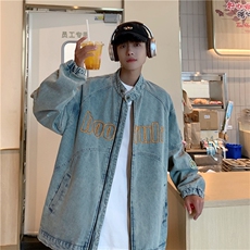 复古机车风牛仔外套男女春秋款刺绣重工潮牌宽松夹克JK01216-P70，男装夹克，星座308B-2