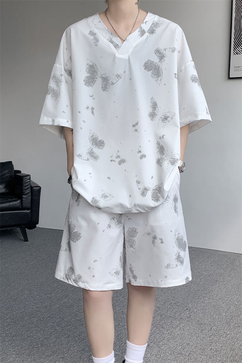 TZ786-特批55控98夏季新款扎染冰丝速干大码短袖短裤T恤套装,男装牛仔裤,电商A059