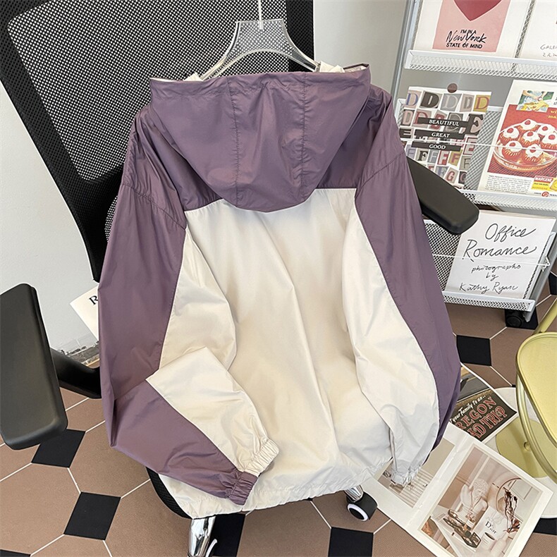 防晒衣女款夏季2024新款日系连帽三防UPF50轻薄紫色宽松短外套男,男装防晒衣,星座505-2（原电商A260-1)