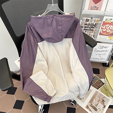 防晒衣女款夏季2024新款日系连帽三防UPF50轻薄紫色宽松短外套男，男装防晒衣，星座505-2（原电商A260-1)
