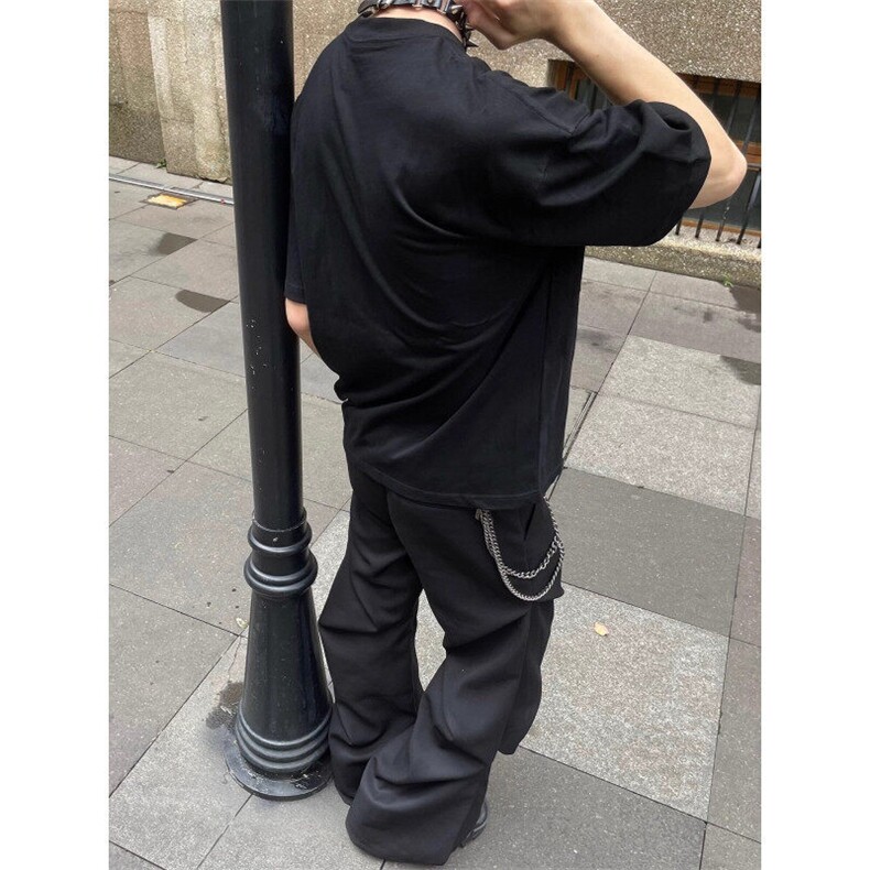 W9882-P38网图现货简约字母印花不规则拼接短袖T恤,男装T恤,星座1608-2