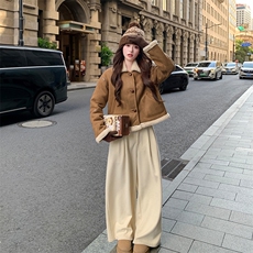 新款麂皮绒皮毛一体外套送包包2C010-2579-P175-K258，女装短外套，2C010