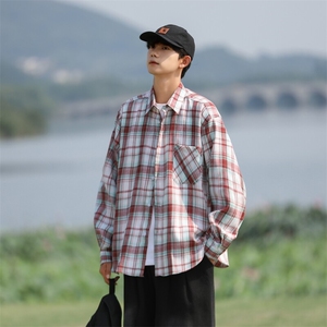 217-2-CS24416-特P35秋季长袖格子衬衫男外套衬衣