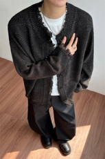 慵懒风小香风粗花针织圆领宽松毛衣开衫男女外套-8300-P78，男装针织衫/毛衣，电商B289