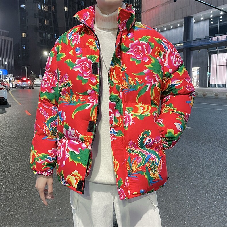 MY203冬加厚保暖面包服棉袄东北大花大码男女棉衣风特色棉袄,男装棉衣,星座115A(原星座507）