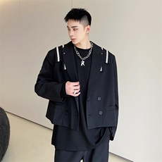 新款青年休闲炸街西服潮流设计感通勤职业风外套男A345-180-P135，男装西服，电商A345
