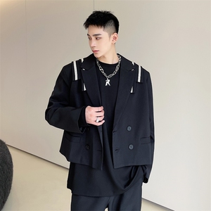 新款青年休闲炸街西服潮流设计感通勤职业风外套男A345-180-P135图片