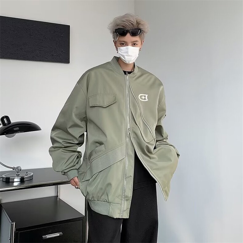 棒球服男春秋季美式高街百搭飞行员夹克高级感痞帅宽松工装外套,男装夹克,星座716-3