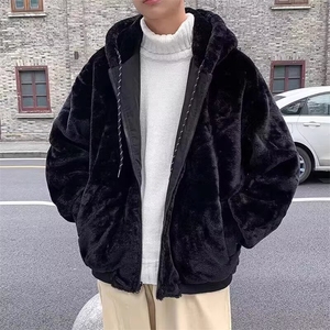 M03-P75 双面穿加绒加厚棉衣外套男港风潮流ins学生百搭连帽图片
