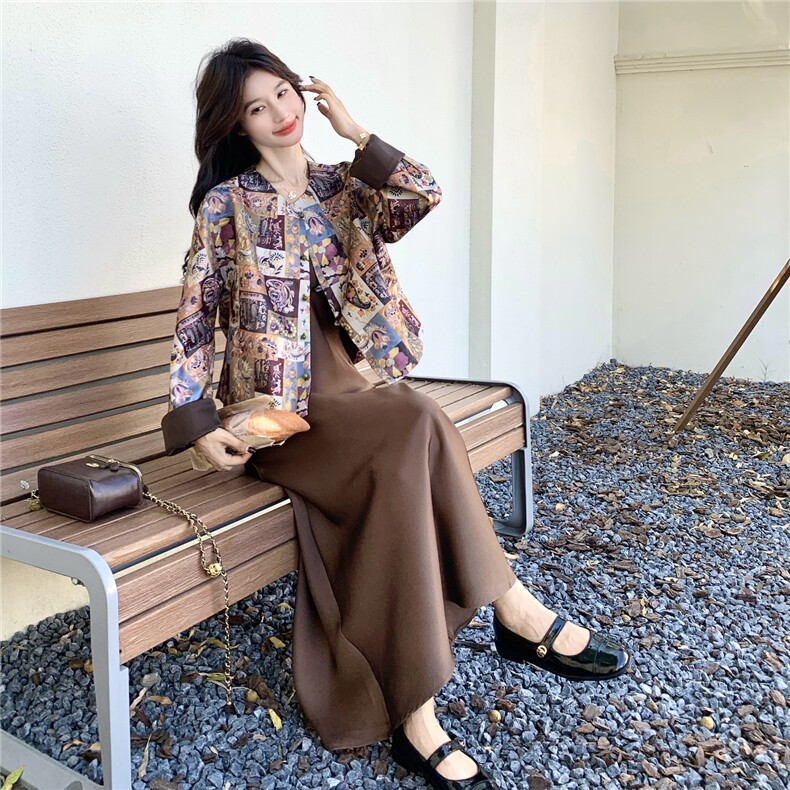 秋装新款高级印花上衣＋吊带连衣裙两件套2C135-8902P215K288,女装套装/套裙,2C135