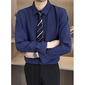 莫代尔黑衬衫男士商务正装抗皱易打理衬衣垂感工作服 CY32图片