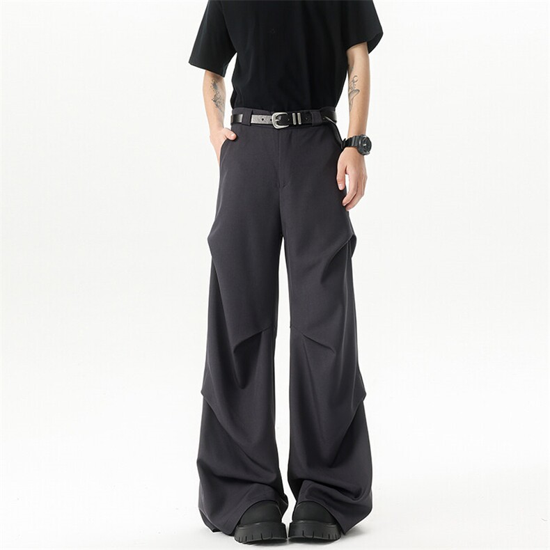 8XL-M立体褶皱设计西裤小众高街阔腿休闲裤特大码男裤K994P68控88,男装休闲裤,电商D206-1