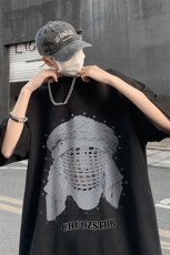 B239-1099-P25美式柳钉人像印花夏季高街重磅落肩袖短袖T恤男，男装T恤，星座514-2(原B239)