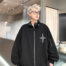 港风24新款春季时尚百搭棒球服印花情侣夹克外套F363P65控88，男装夹克，电商A247