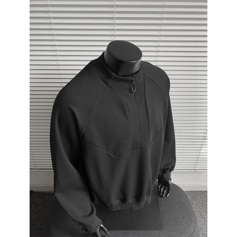 W8596P55控88假模高品质曼巴棉360克拼接个性半高拉链卫衣，男装卫衣，电商B205