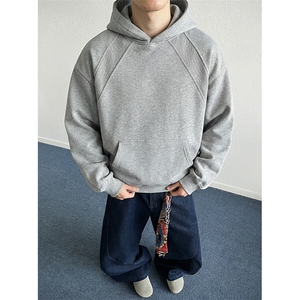 抖音得物二开 26春装美式高街宽松结构螺纹拼接连帽卫衣外套X087图片