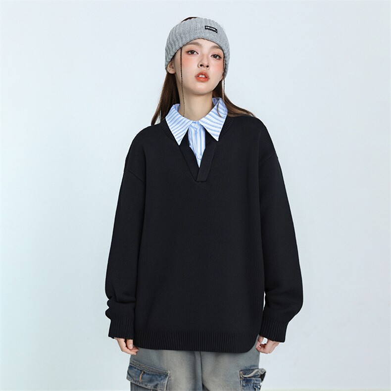 立体美式复古设计感假两件毛衣秋冬新款宽松上衣CS0037，男装针织衫/毛衣，星座1206（原A206）