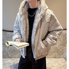 美式座山雕毛领棉服男款加厚cleanfit毛领短款棉衣高级感二棉外套，男装夹克，星座514-2(原B239)