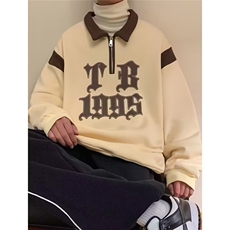 Y15-P35新款设计感小众美式翻领卫衣男女秋季重磅上衣拼接刺，男装卫衣，电商B323A