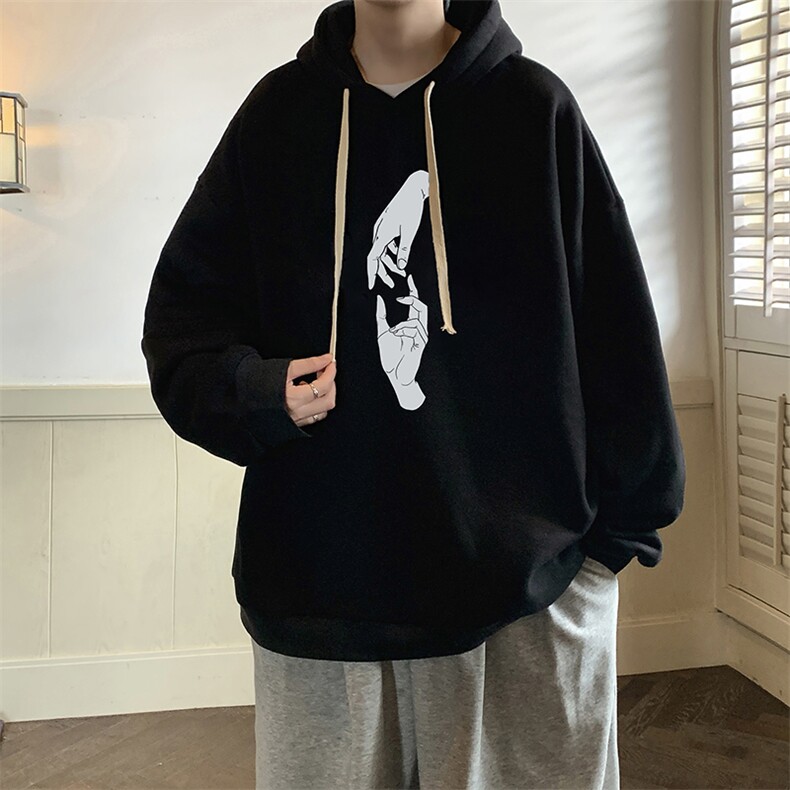 纯棉连帽卫衣男大码运动帽衫宽松薄WY2147-P35加绒款-P40,男装卫衣,电商A040