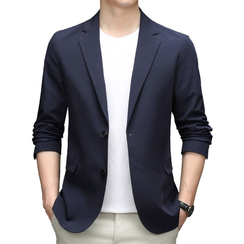长袖2023年口袋中年翻领单排扣时尚春季上衣西服AJY2202,男装西服,钱塘6003（原4033）