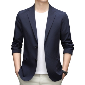 长袖2023年口袋中年翻领单排扣时尚春季上衣西服AJY2202图片
