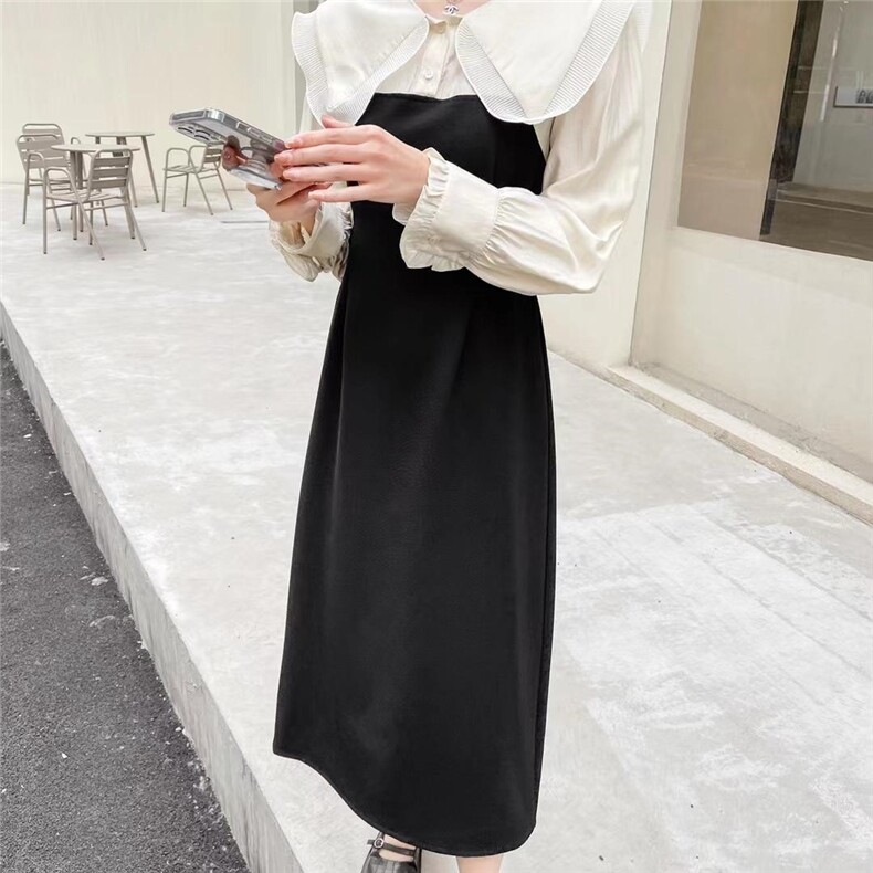 大翻领印花拼接系带连衣裙，女装连衣裙，Balance Studio(2F)