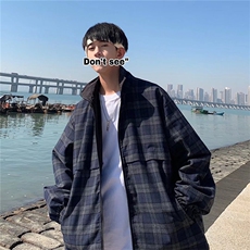 ins潮搭两面穿外套时尚春季港风宽松韩版休闲格子夹克W526-P60，男装夹克，星座512-4