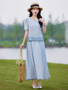 现货2026年夏季休闲风修身剪裁宽松型女通用型两件套轻薄透气图片