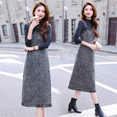 秋冬连衣裙女2024新款高级感气质小香风美拉德收腰打底吊带裙套装，女装套装/套裙，煊芮熙