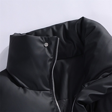 现货5W件冬季三防重磅硬挺boxy短款羽绒立领PU皮棉衣外套加厚棉服，男装棉衣，电商A486