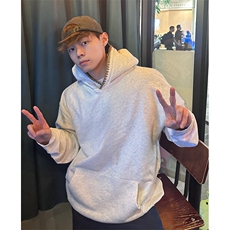 抖音得物高品质二开25秋冬美式重磅宽松纯色连帽贝壳刺绣卫衣W63，男装卫衣，电商A486-1