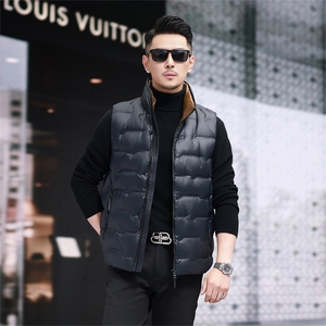 防水黑金羽绒服马甲男士秋冬立领无袖外穿90鸭绒时尚休闲坎肩背心图片