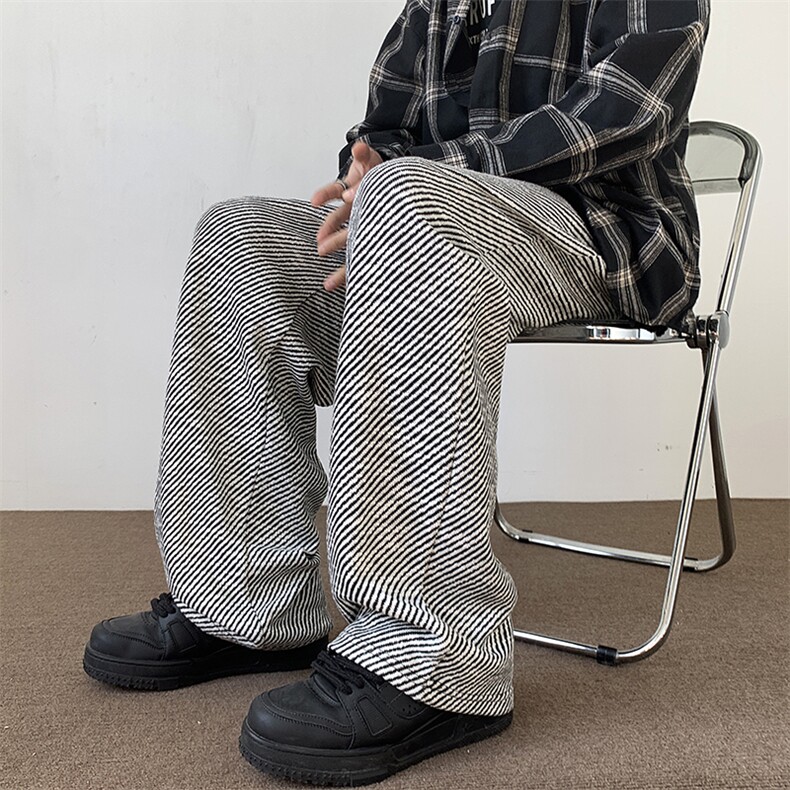 2025春秋新款小香风条纹宽松直筒裤A316-1-K1220P50控78,男装休闲裤,星座906（原电商a316-1）