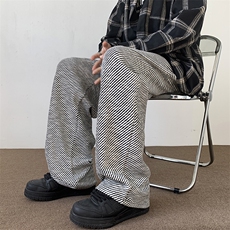 2025春秋新款小香风条纹宽松直筒裤A316-1-K1220P50控78，男装休闲裤，星座906（原电商a316-1）